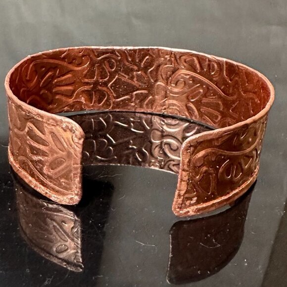 Mens Copper Embossed Cuff Bracelet Arthritis Mans - Picture 11 of 12